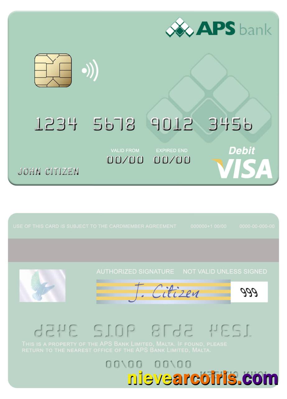 Malta APS Bank Limited visa debit card